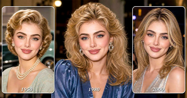 Beauty portraits inspired by the 1950s, 1980s, and 2000s